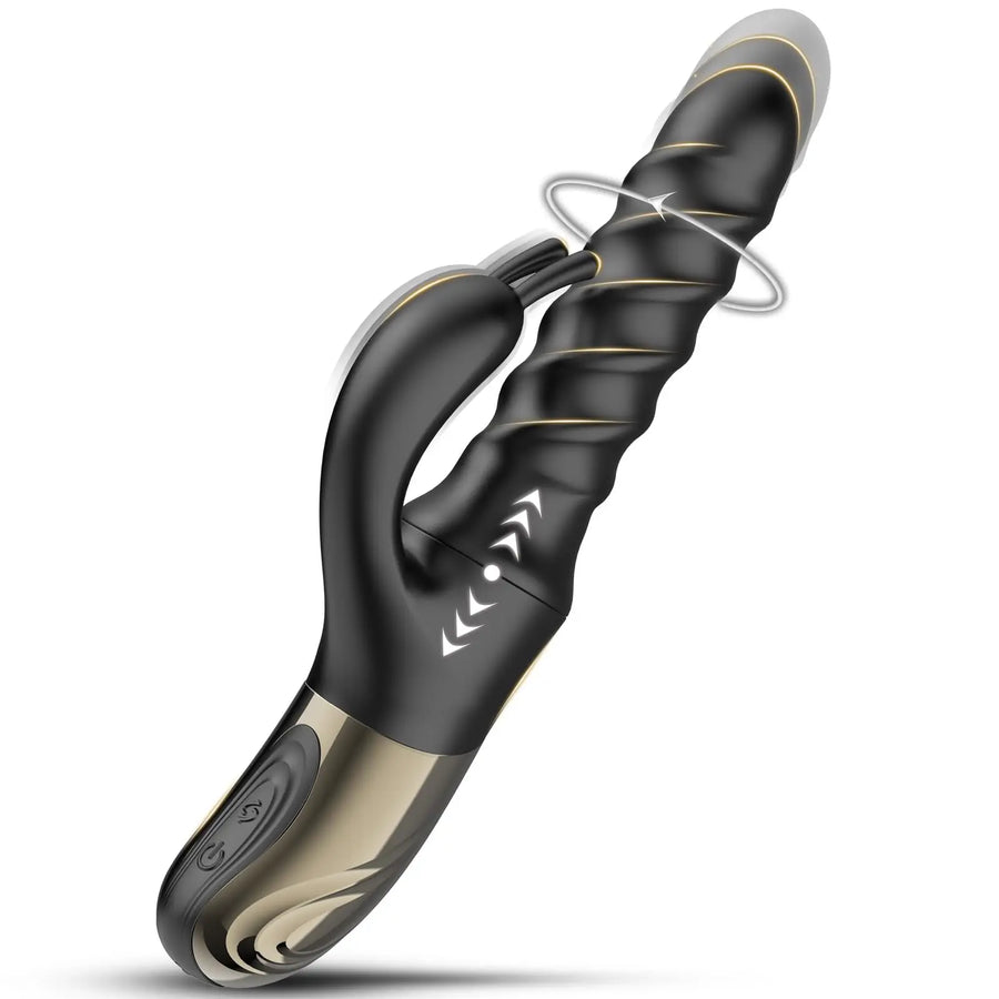 Vortex — Rabbit com Rotação 360° e Impulso · Preto e Dourado