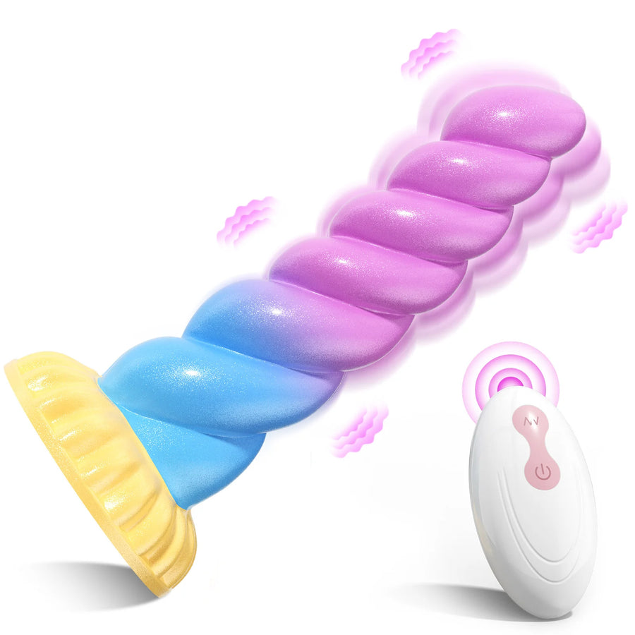 Unicórnio — Vibrador Espiral com Ventosa e Controle Remoto
