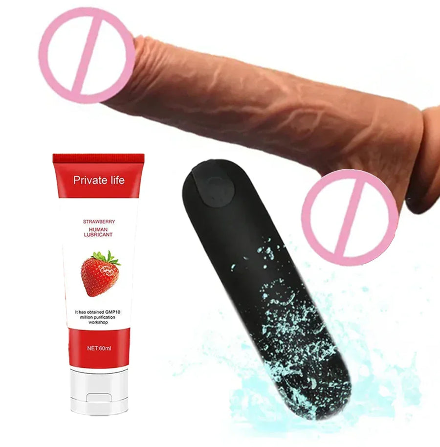 Kit Perfect - Mini Bullet + Consolo Pênis Realístico com Vibrações e Vai-Vem + Lubrificante Íntimo a Base D'água com Sabor