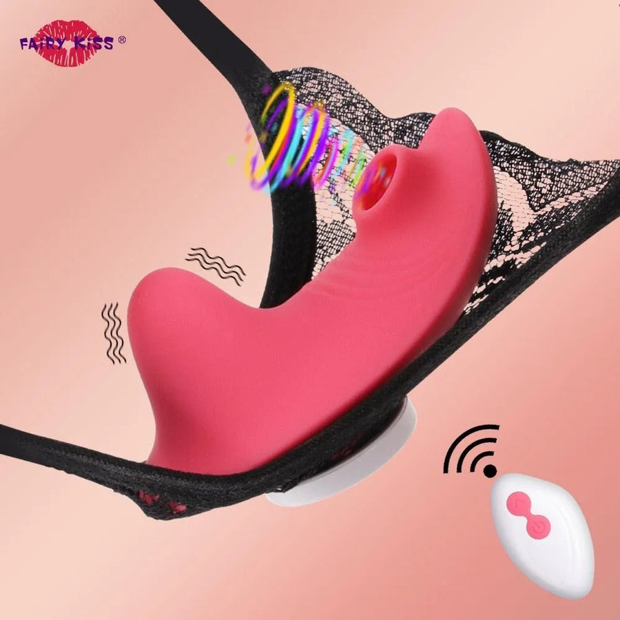 Mini Vibrador de Calcinha com Vibrações, Sugador de Clitóris & Controle Remoto a Distância
