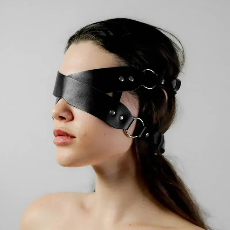 Máscara de Couro BDSM para Vendar os Olhos