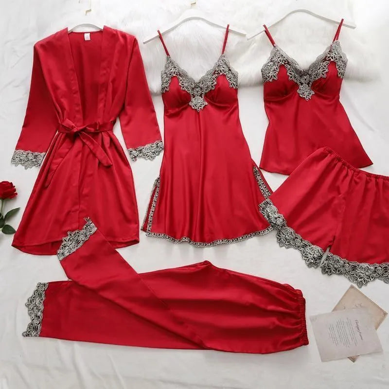 Conjunto Seduzy - Renda Prata 5 em 1