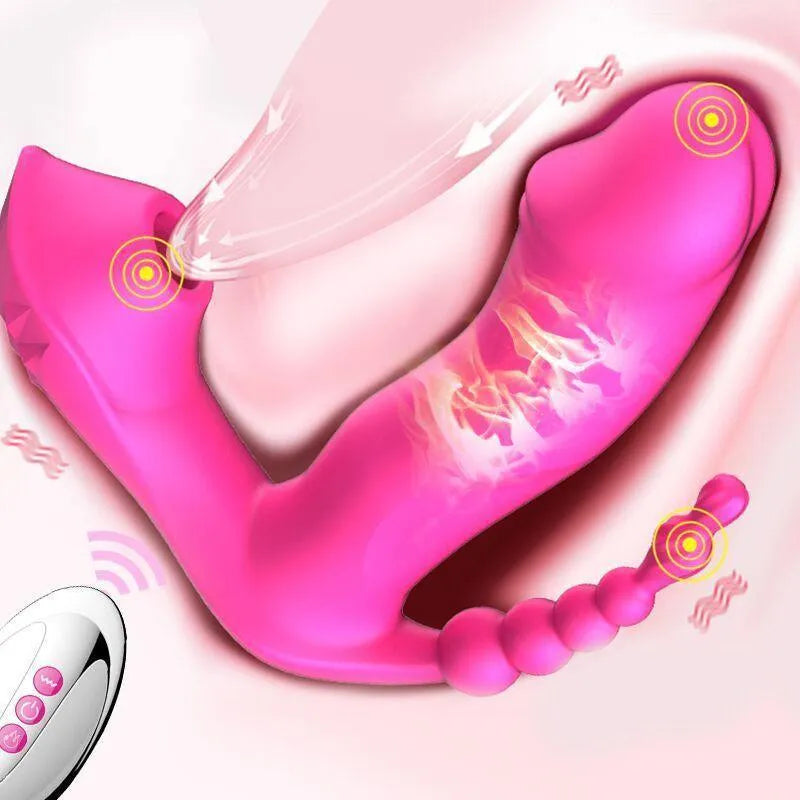 Suck 3 em 1 - Vibrador para Ponto G, Ânus e Clitóris com Controle Remoto a Distância