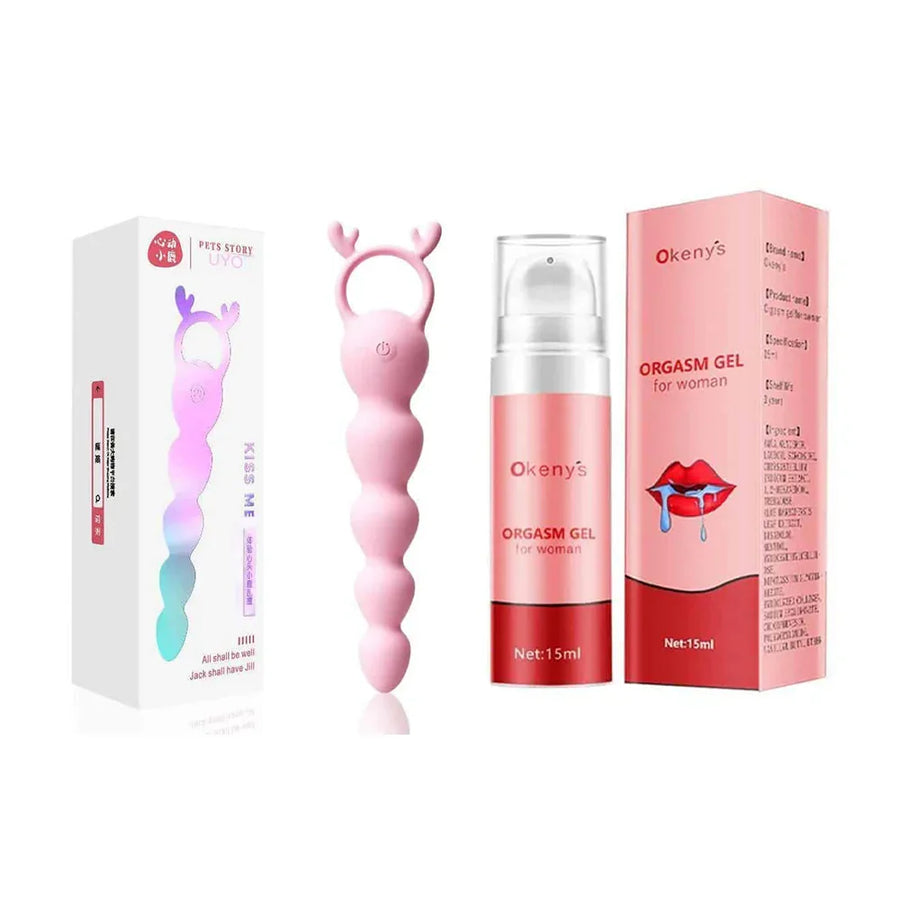 Kit para Anal Mais Prazeroso - Vibrador Anal UYO + Lubrificante Intimo Okenys