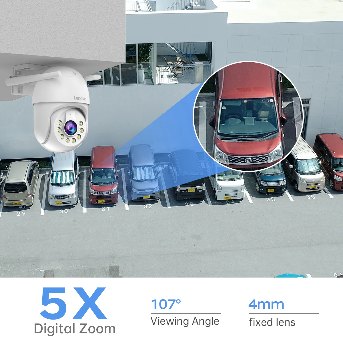 Lenovo 5MP Smart Wifi PTZ Camera Outdoor 5x Digital Zoom Auto Tracking ONVIF CCTV IP Camera Security Video Surveillance Camera